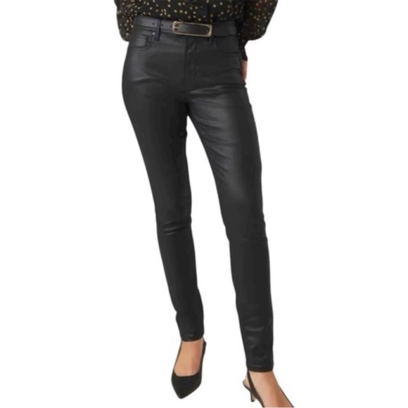 White House Black Market Denim - White House black market black coated high rise skinny jeans